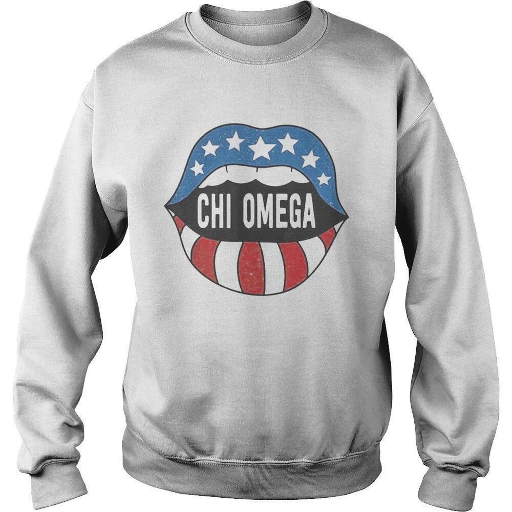 Lips Chi Omega American Flag Independence Day Sweatshirt